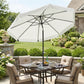8.5ft Cream White Round Market Table Umbrella with Tilt