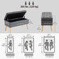 Storage Ottoman with Lid, Velvet Upholstered Storage Bench with Wood Legs for Living Room, Charcoal Grey