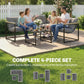 4 Piece Patio Furniture Set with Thick Cushions and Coffee Table, Patio Conversation Set for Porch, Balcony, Deck, Grey