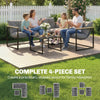 4-Piece Conversation Set with Thick Cushions and Coffee Table