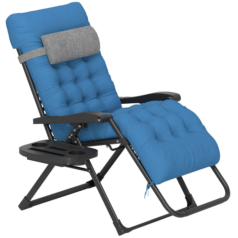 Padded Folding Recliner with Cupholder & Adjustable Backrest