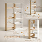 Corner Bookshelf, 5-Tier L-Shaped Bookcase with 350° Rotating Design, Two-Tone, Fruitwood/White