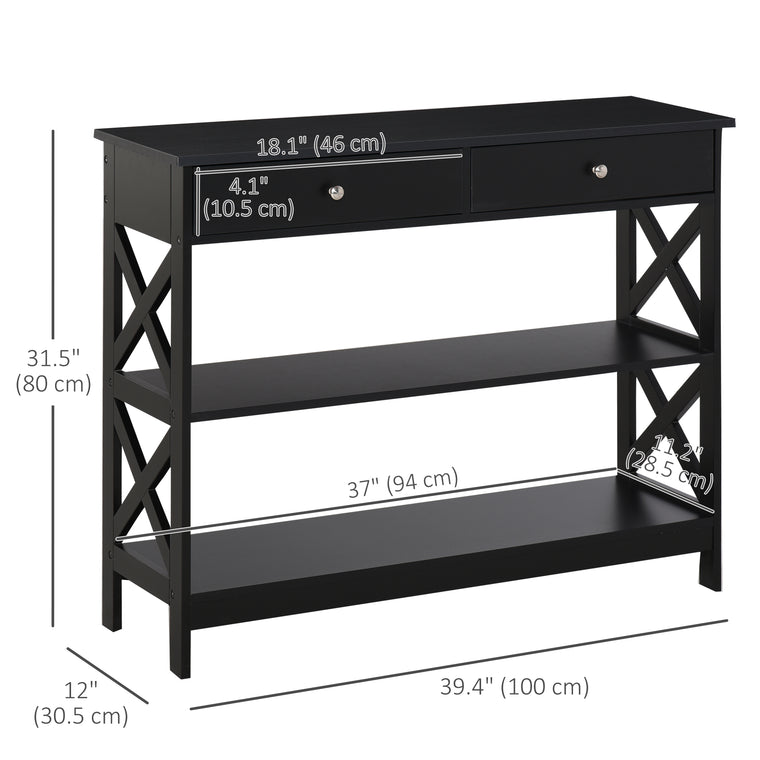 39" Console Table with Drawers and X-Frame