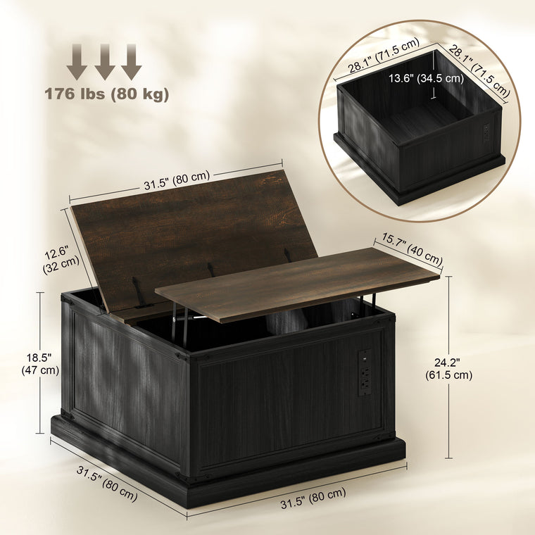 Lift Top Coffee Table with Charging Station