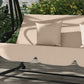 3-Seat Outdoor Patio Swing Chair, 2-in-1 Convertible Flat Bed, Canopy Swing with Adjustable Shade, Removable Cushions, Cup Holder, Light Brown