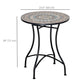 Mosaic Patio Table, Round Coffee Table with Metal Frame, Garden Furniture for Outdoor, Poolside, Green