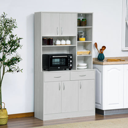 71" Kitchen Hutch Buffet with Storage - Ash White