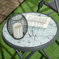 18" Outdoor Round Folding Table, Garden Side Table with Tempered Glass Top for Camping, Party, Weddings, White