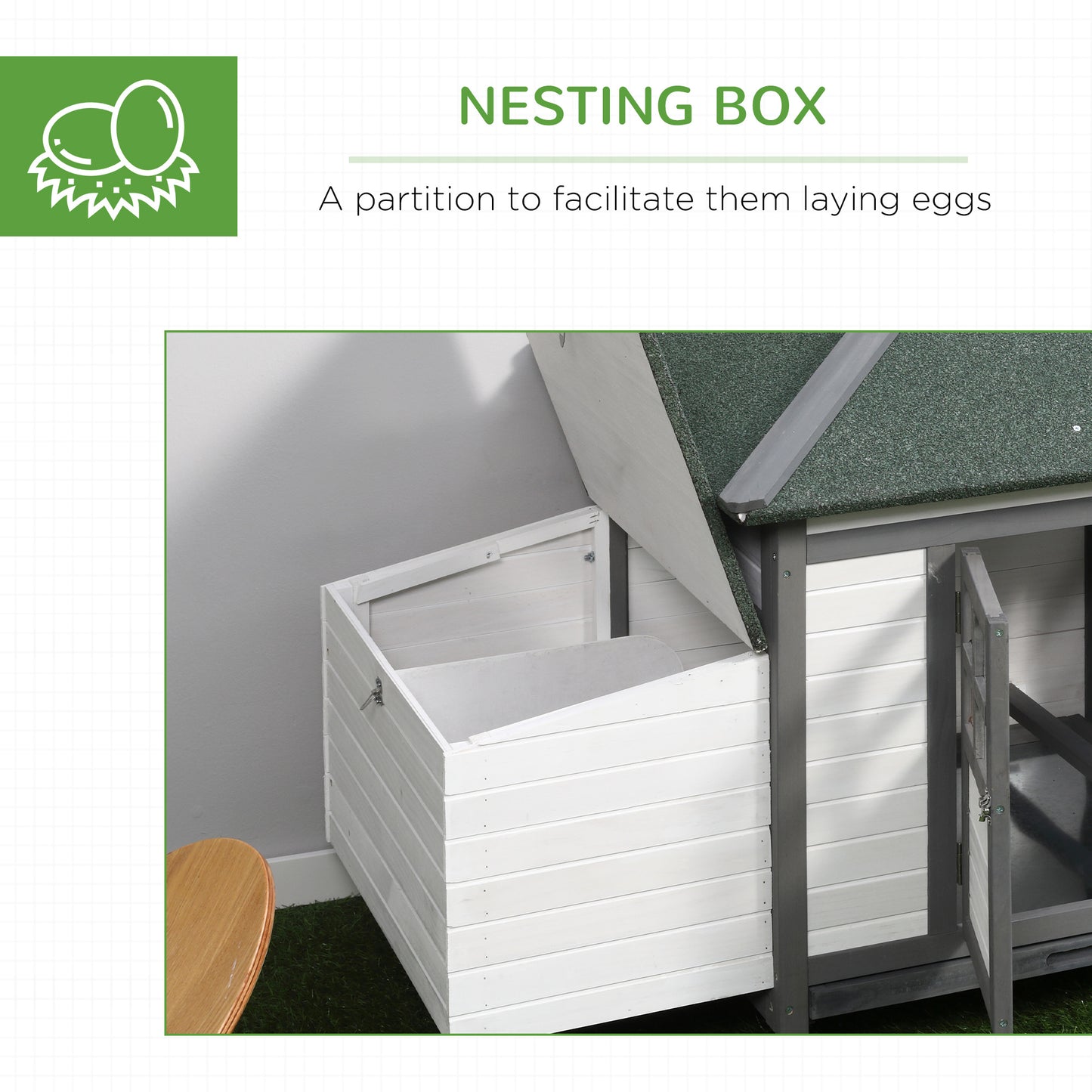 77" Chicken Coop Hen House Rabbit Hutch Poultry Cage Pen Outdoor Backyard with Nesting Box Run White and Dark gray