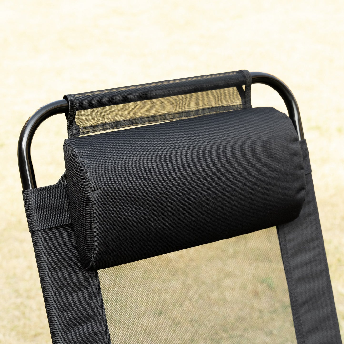 Double Camping Chairs Foldable w/ Reclining & Headrest, Black