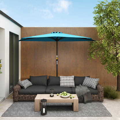 9ft Light Blue Half Round Umbrella with 5 Ribs
