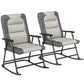 Folding Rocking Chair Set of 2 Padded Rockers with Armrest, Light Grey