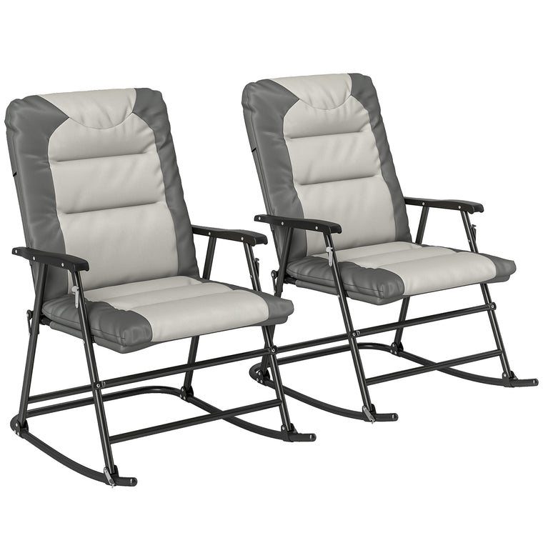 2-Piece Folding Padded Rocking Chair Set with Armrest
