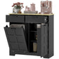 13 Gallon Tilt Out Garbage Cabinet, Kitchen Island with Trash Cabinet, 2 Drawers, Door Racks, Adjustable Shelves, Black