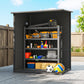 4'x5' Garden Storage Shed, Lean to Shed, Lockable Garden Tool Storage House with Window, Vent, Dark Grey