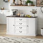 Farmhouse Sideboard with Charging Station, 58" Buffet Cabinet, Kitchen Storage Cabinet with 4 Drawers, 2 Doors, White