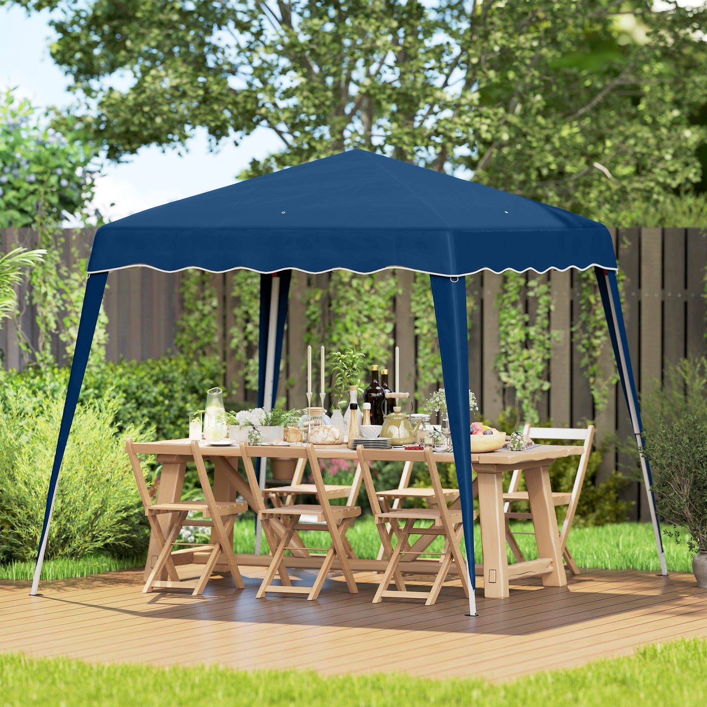 8' x 8' Pop Up Canopy, Outdoor Foldable Tent, Portable Canopy Tent with Carrying Bag for Camping, Party, Picnic, Blue