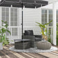 Rattan Coffee Wicker Patio Table w/ Umbrella Hole for Backyard Mixed-Grey