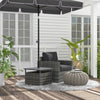 Rattan Coffee Wicker Patio Table w/ Umbrella Hole for Backyard Mixed-Grey