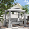 Grey 3-in-1 Patio Daybed Swing with Canopy & Mosquito Net