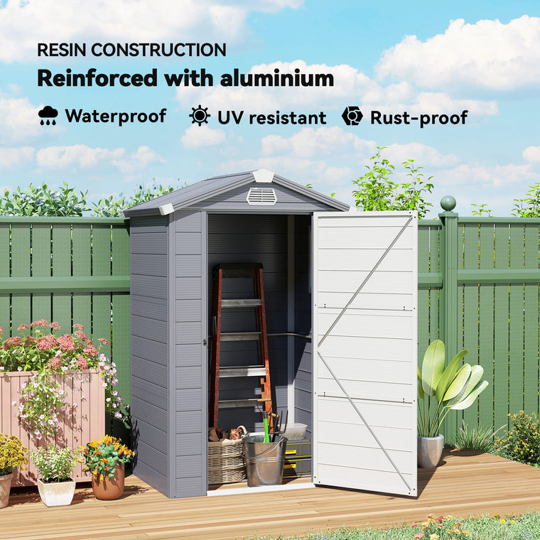 4.4' x 3.3' Plastic Garden Shed with Latch Door & Vents