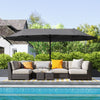 15ft Double-sided Outdoor Sun Umbrella with Twin Canopy, Outdoor Parasol with Crank for Pool, Deck, Black