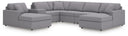 7 Pc. Sectional With Laf And Raf Corner Chaises And With Storage Console