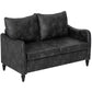55" Loveseat Sofa, Small 2 Seater Couch with Solid Wood Legs, Modern PU Leather Upholstered Sofa for Small Spaces, Grey