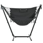 Patio Hammock Chair with Stand, Outdoor Hammock Swing Hanging Lounge Chair with Side Pocket and Headrest, Dark Grey