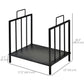17.5" Firewood Rack Heavy-Duty Metal Wood Storage Log Holder with Side Handles, Indoor and Outdoor, Black