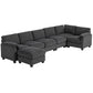 Modular Sectional Sofa, Oversized U-Shaped Couch with Spring Cushion, Corduroy Sofa for Living Room, Charcoal Grey
