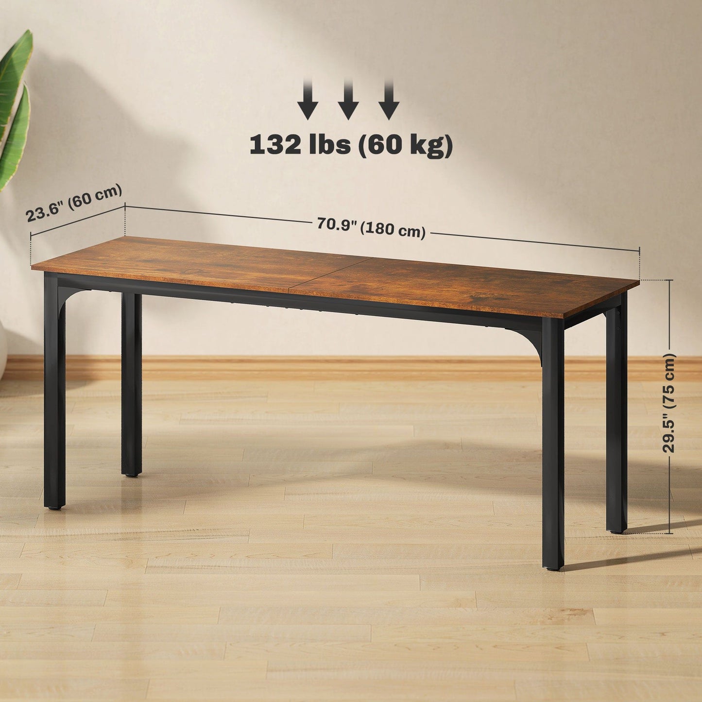 71" Computer Desk with Metal Legs - Rustic Brown