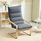 Birch Wood Fabric Modern Armchair, Accent Chair with Curved Leg and Arm for Living Room, Grey