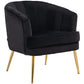 Fabric Accent Chair with Gold Legs - Black