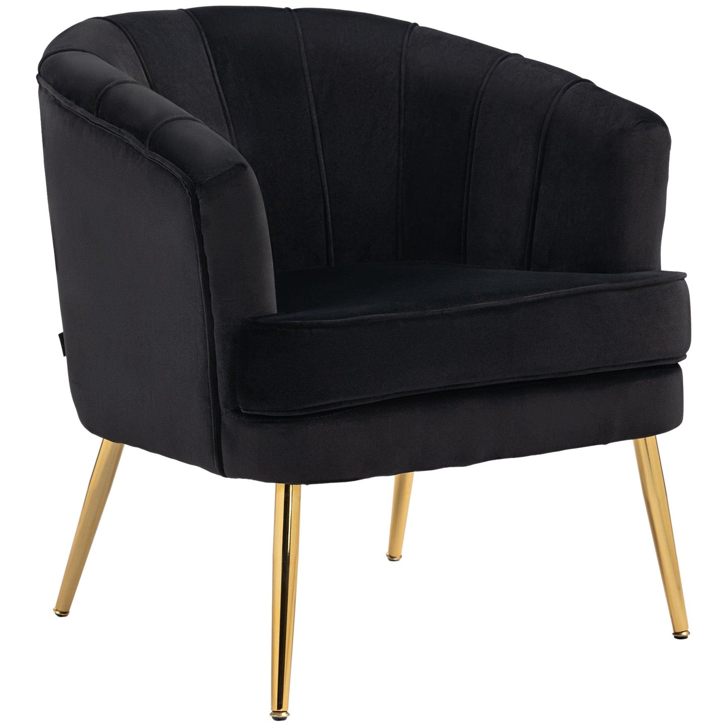 Fabric Accent Chair with Gold Legs - Black