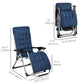 Folding Garden Chairs Set of 2, Reclining Zero Gravity Chair, Sun Lounger with Cushion and Headrest, Dark Blue