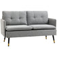 55" Loveseat Sofa, Linen Love Seat w/ S spring, Steel Legs and Button Tufting, Small Couch for Living Room, Grey