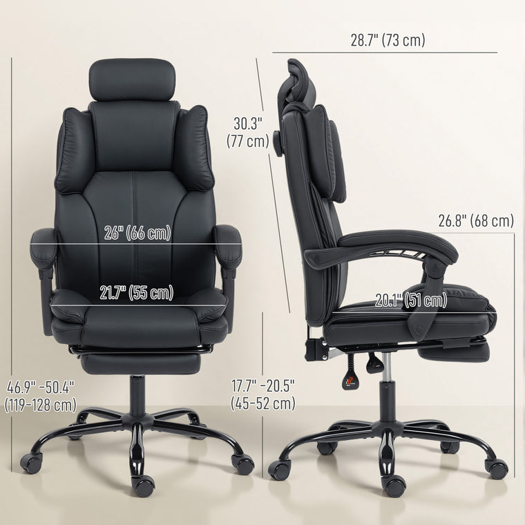 Reclining Executive Office Chair with Headrest and Footrest
