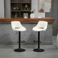 Bar Stools Set of 2, Swivel Counter Height Barstools with Adjustable Height, Linen Upholstered Bar Chairs with Round Metal Base and Footrest, Cream