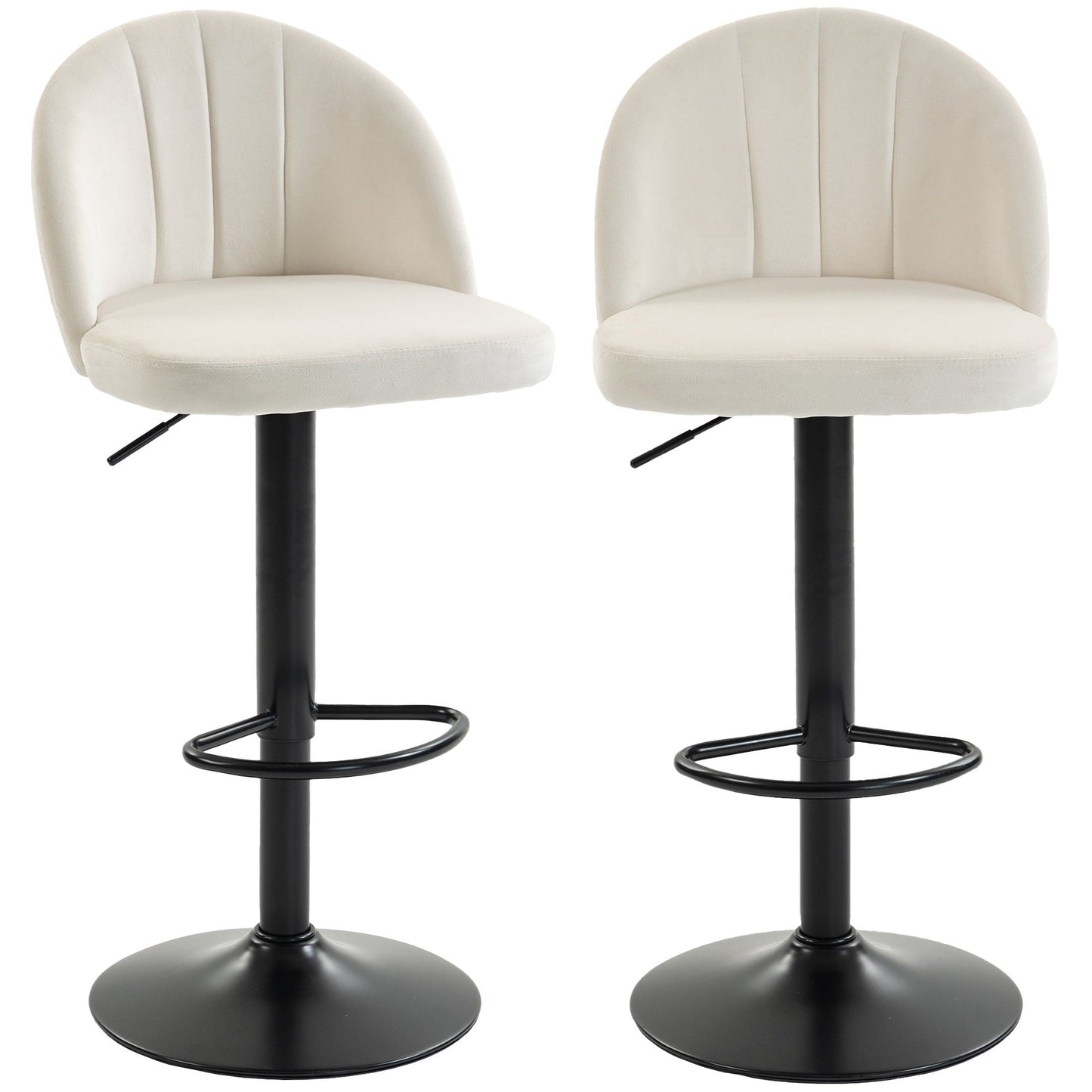 Swivel Counter Height Bar Stools Set of 2 with Footrest - Cream White
