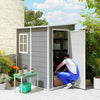 4x5 Lean to Garden Shed with Window Lockable for Garden Tool Storage Grey