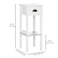 Set of 2 Slim End Tables with Drawer and Shelf - White