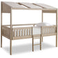 Wrenalyn - White / Brown / Beige - Twin Loft Bed with Roof Panels