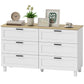 47" Wide Chest of Drawers, Modern Dresser with 6 Drawers and Wood Legs for Bedroom, Living Room, Entryway, White