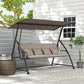 3 Seater Porch Swing Convertible Swing Chair Bed Cushioned Light Brown