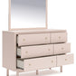 Wistenpine - 7 Pc. - Dresser, Mirror, Chest, Full Upholstered Panel Bed - Blush