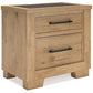 Galliden - Light Brown - Two Drawer Night Stand