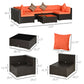 7 Pieces Patio Furniture Set, Rattan Conversation Set Garden Wicker Sofa Set with Washable Cushions and Coffee Table, for Deck Balcony Yard, Orange