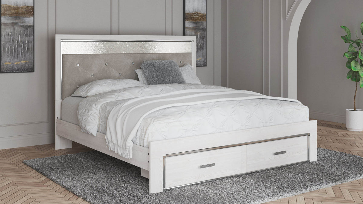 Altyra - White - King Upholstered Storage Bed - Forward Furniture