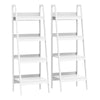 Set of 2 4-Tier Ladder Bookcases - White